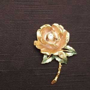 R.J. Graziano Gold and Green Rose Brooch